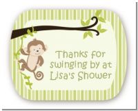 Monkey Neutral - Personalized Baby Shower Rounded Corner Stickers