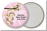 Monkey Girl - Personalized Baby Shower Pocket Mirror Favors