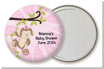 Monkey Girl - Personalized Baby Shower Pocket Mirror Favors