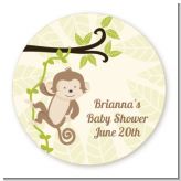Monkey Neutral - Round Personalized Baby Shower Sticker Labels