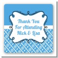 Modern Thatch Blue - Personalized Everyday Party Square Sticker Labels thumbnail