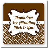 Modern Thatch Brown - Personalized Everyday Party Square Sticker Labels