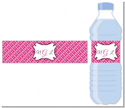 Modern Thatch Fuschia - Personalized Everyday Party Water Bottle Labels