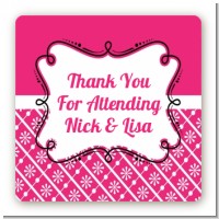 Modern Thatch Fuschia - Personalized Everyday Party Square Sticker Labels