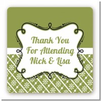 Modern Thatch Green - Personalized Everyday Party Square Sticker Labels