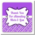 Modern Thatch Purple - Personalized Everyday Party Square Sticker Labels thumbnail