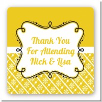 Modern Thatch Yellow - Personalized Everyday Party Square Sticker Labels