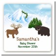 Moose and Bear - Square Personalized Baby Shower Sticker Labels thumbnail