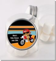 Motorcycle African American Baby Boy - Personalized Baby Shower Candy Jar