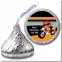 Motorcycle African American Baby Boy - Hershey Kiss Baby Shower Sticker Labels
