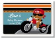 Motorcycle African American Baby Boy - Baby Shower Landscape Sticker/Labels thumbnail