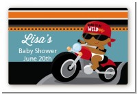 Motorcycle African American Baby Boy - Baby Shower Landscape Sticker/Labels