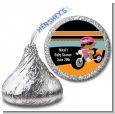 Motorcycle African American Baby Girl - Hershey Kiss Baby Shower Sticker Labels thumbnail