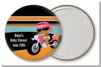 Motorcycle African American Baby Girl - Personalized Baby Shower Pocket Mirror Favors