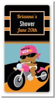 Motorcycle African American Baby Girl - Custom Rectangle Baby Shower Sticker/Labels