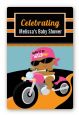 Motorcycle African American Baby Girl - Custom Large Rectangle Baby Shower Sticker/Labels thumbnail