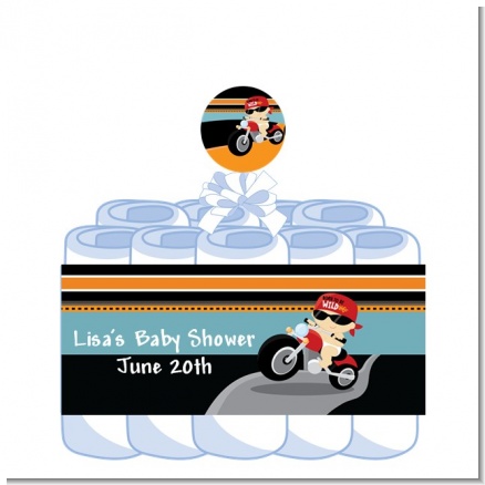 Motorcycle Baby - Personalized Baby Shower Diaper Cake 1 Tier