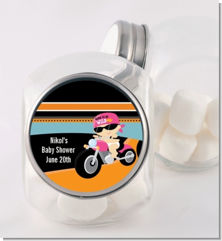 Motorcycle Baby Girl - Personalized Baby Shower Candy Jar
