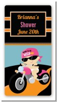 Motorcycle Baby Girl - Custom Rectangle Baby Shower Sticker/Labels