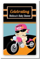 Motorcycle Baby Girl - Custom Large Rectangle Baby Shower Sticker/Labels