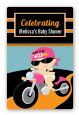 Motorcycle Baby Girl - Custom Large Rectangle Baby Shower Sticker/Labels thumbnail