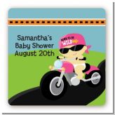 Motorcycle Baby Girl - Square Personalized Baby Shower Sticker Labels