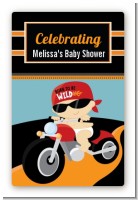 Motorcycle Baby - Custom Large Rectangle Baby Shower Sticker/Labels