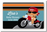 Motorcycle Hispanic Baby Boy - Baby Shower Landscape Sticker/Labels