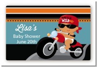 Motorcycle Hispanic Baby Boy - Baby Shower Landscape Sticker/Labels