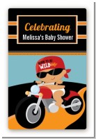 Motorcycle Hispanic Baby Boy - Custom Large Rectangle Baby Shower Sticker/Labels