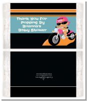 Motorcycle Hispanic Baby Girl - Personalized Popcorn Wrapper Baby Shower Favors