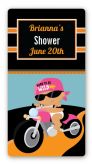 Motorcycle Hispanic Baby Girl - Custom Rectangle Baby Shower Sticker/Labels