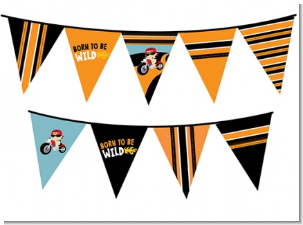 Motorcycle Baby - Baby Shower Themed Pennant Set