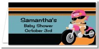 Motorcycle Hispanic Baby Girl - Personalized Baby Shower Place Cards