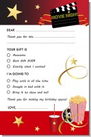 Movie Night - Birthday Party Fill In Thank You Cards