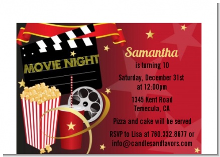 Movie Night - Birthday Party Petite Invitations
