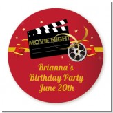 Movie Night - Round Personalized Birthday Party Sticker Labels