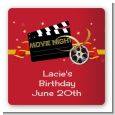 Movie Night - Square Personalized Birthday Party Sticker Labels thumbnail