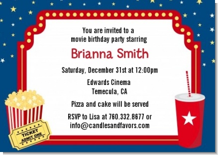 Movie Theater - Birthday Party Invitations