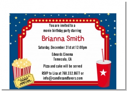 Movie Theater - Birthday Party Petite Invitations