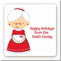 Mrs. Santa - Square Personalized Christmas Sticker Labels