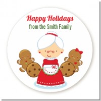 Mrs. Santa - Round Personalized Christmas Sticker Labels