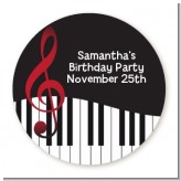 Musical Notes Black and White - Round Personalized Birthday Party Sticker Labels
