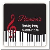 Musical Notes Black and White - Square Personalized Birthday Party Sticker Labels