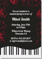 Musical Notes Black and White - Birthday Party Invitations