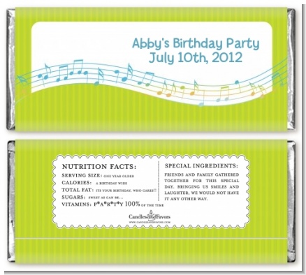 Musical Notes Colorful - Personalized Birthday Party Candy Bar Wrappers
