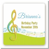 Musical Notes Colorful - Square Personalized Birthday Party Sticker Labels