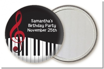 Musical Notes Black and White - Personalized Birthday Party Pocket Mirror Favors