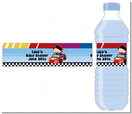 Nascar Inspired Racing - Personalized Baby Shower Water Bottle Labels