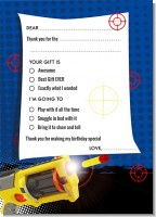 Nerf Gun - Birthday Party Fill In Thank You Cards